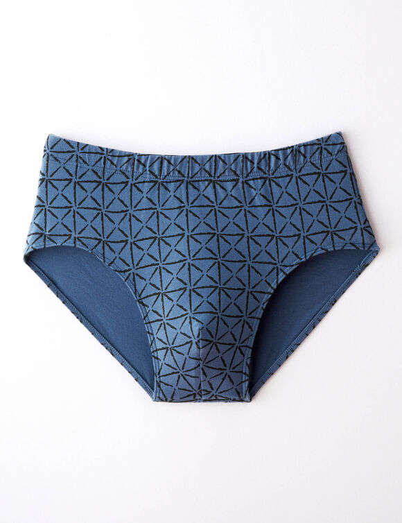 Slip fermé taille haute motifs géométriques - lot de 6 (noir + gris + bleu) Slip fermé taille haute motifs géométriques - lot de 6 (noir + gris + bleu)
